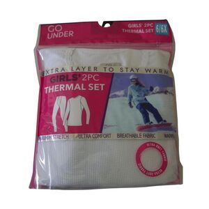 GO UNDER Girls 2PC Thermal Set WHITE Base Layer Ultra-Soft Size S 6/7